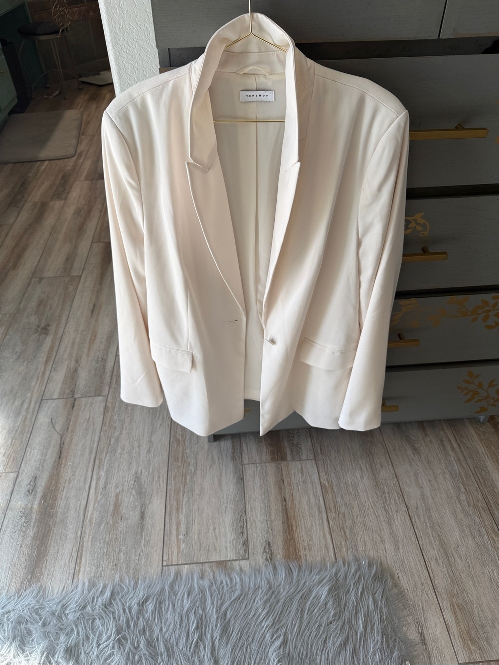 Topshop Light Cream Open-Front Blazer